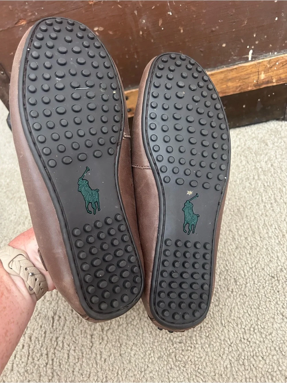 Polo by Ralph Lauren Brown Leather Slip-On Driving Loafers